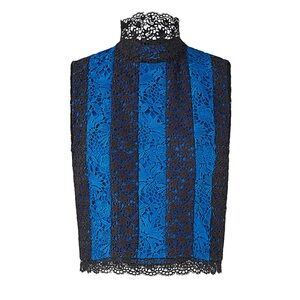 NWT Diane Von Furstenberg Bonita top in Neptune blue black